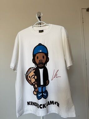 Kendrick Lamar Graphic Tee in White with Blue Accent
